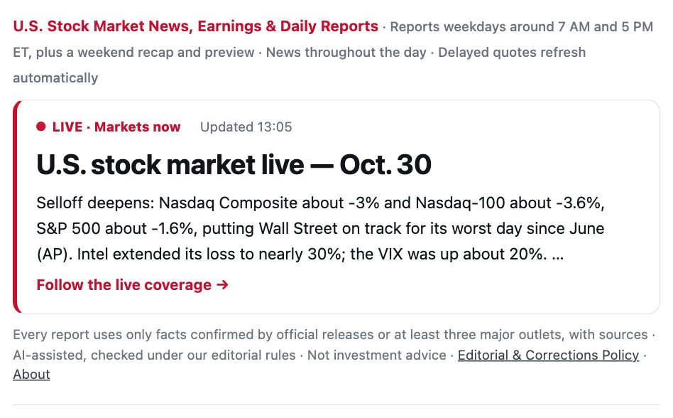 Today's report box on the home page