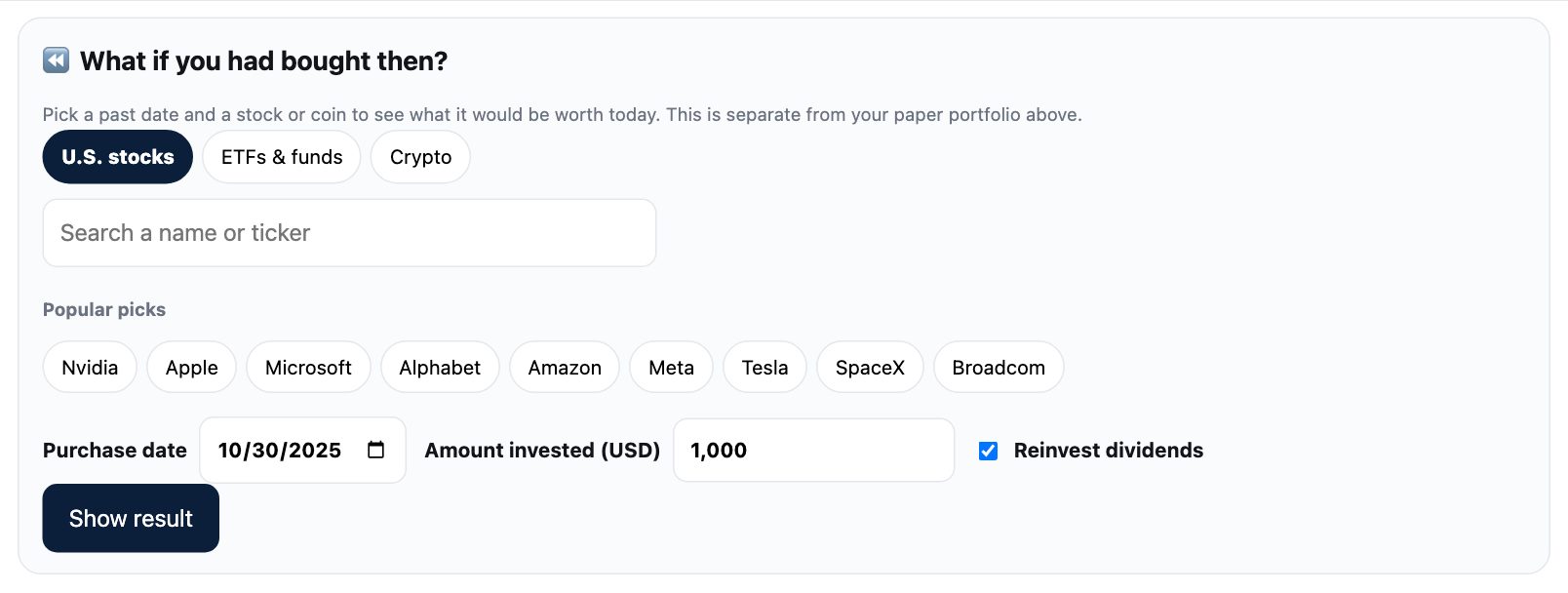 What-if backtest