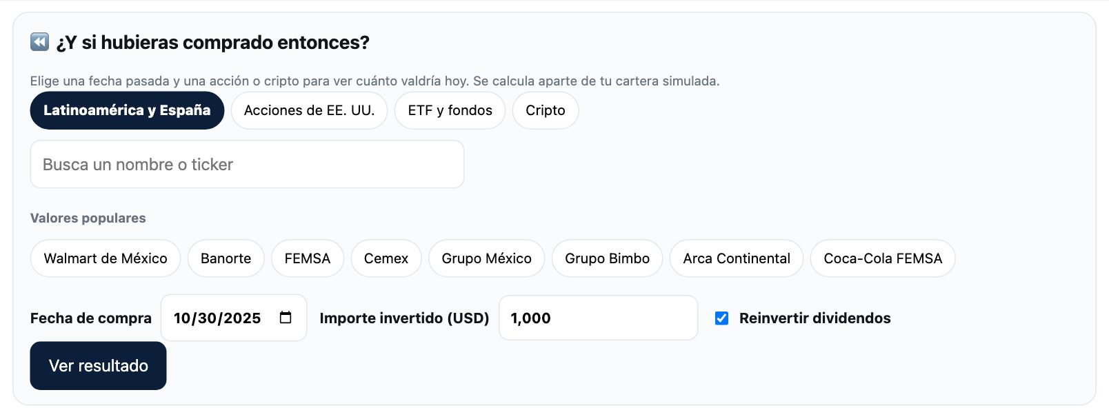 Cálculo de ¿y si hubieras comprado?